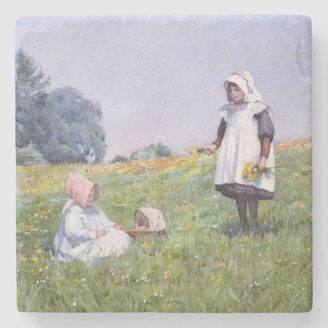 Buttercups and Daisies Stone Coaster (Front)