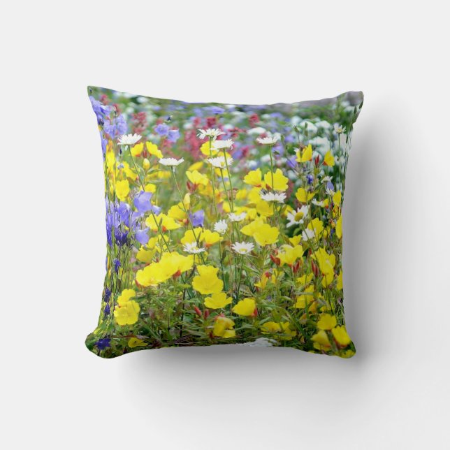Buttercups and other Wildflowers Throw Pillow (Front)