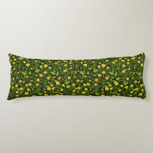 Buttercups on black body pillow