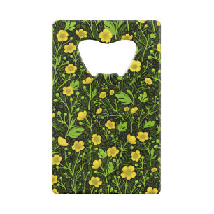 Buttercups on black credit card bottle opener