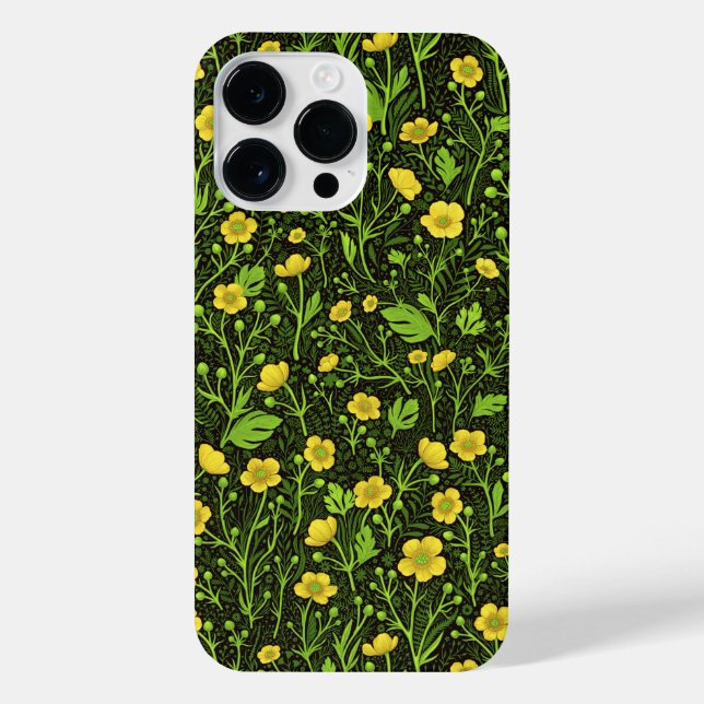 Buttercups on black iPhone case (Back)