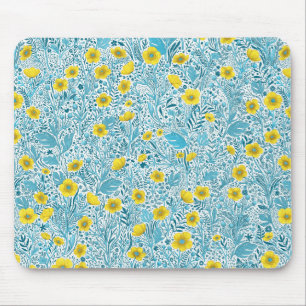 Buttercups on black mouse pad