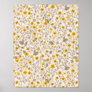 Buttercups on black poster