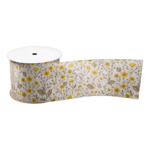 Buttercups on black satin ribbon