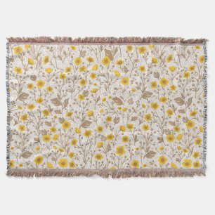 Buttercups on black throw blanket