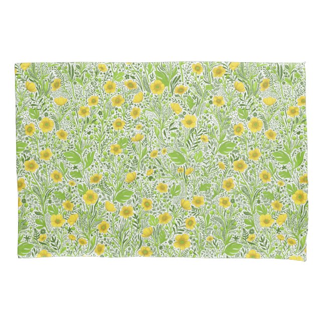 Buttercups on white pillowcase (Front-Left)
