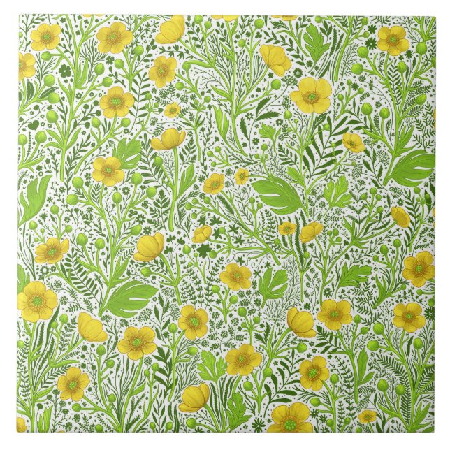 Buttercups on white tile (Front)
