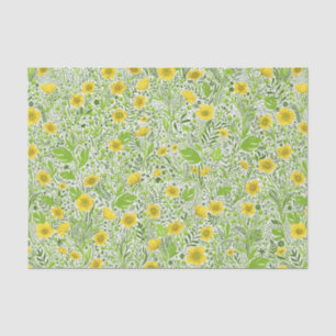 Buttercups on white tissue paper