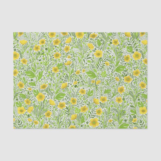 Buttercups on white tissue paper (Front)