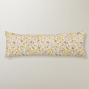 Buttercups, yellow and brown body pillow