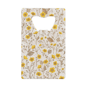 Buttercups, yellow and brown credit card bottle opener