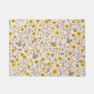 Buttercups, yellow and brown doormat