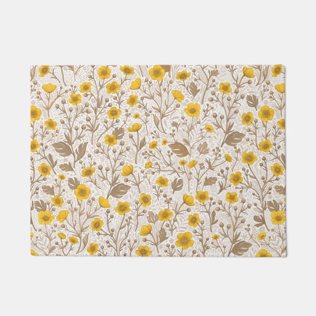 Buttercups, yellow and brown doormat (Front)