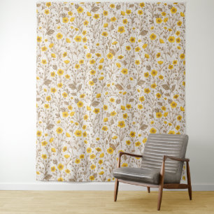 Buttercups, yellow and brown tapestry