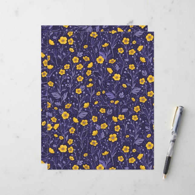 Buttercups, yellow and violet (Front/Back In Situ)