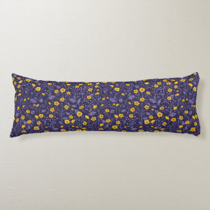 Buttercups, yellow and violet body pillow