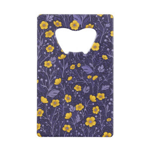 Buttercups, yellow and violet credit card bottle opener