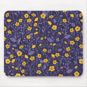 Buttercups, yellow and violet mouse pad