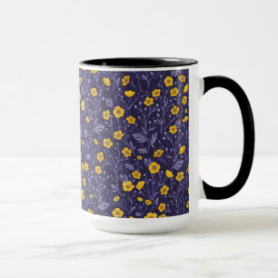 Buttercups, yellow and violet mug