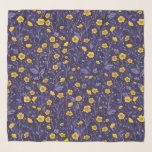 Buttercups, yellow and violet scarf<br><div class="desc">Hand-painted buttercups and various wild grasses</div>