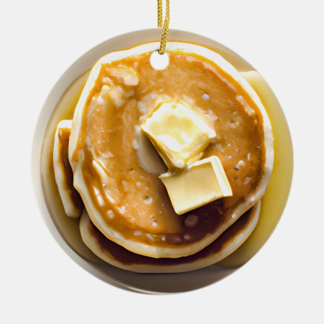 Buttered Pancakes Pun Christmas  Ceramic Ornament (Front)