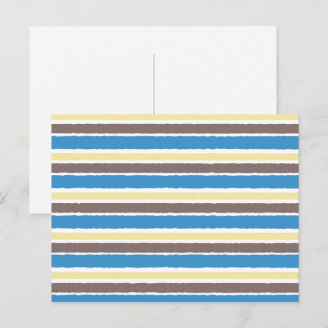 Buttered Popcorn Coffee Brown Sonic Blue Stripes Postcard (Front/Back)