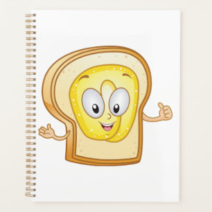 Buttered Toast Cartoon Character Happy Bread Planner