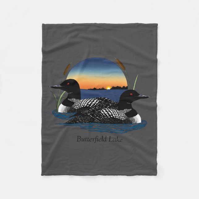 Butterfield Lake Loon Pair  Fleece Blanket (Front)