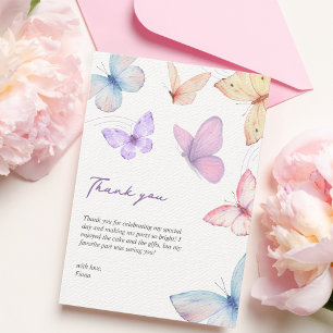 Butterflies 1st birthday Cute Hand-written Thank You Card