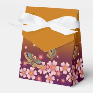 Butterflies Amid Sakura Blossoms Customizable Gold Favor Box