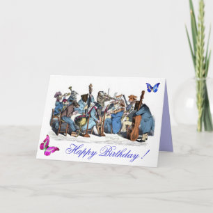 BUTTERFLIES AND,ANIMAL FARM ORCHESTRA BIRTHDAY CARD