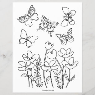 Butterflies and Blooms Colouring Page