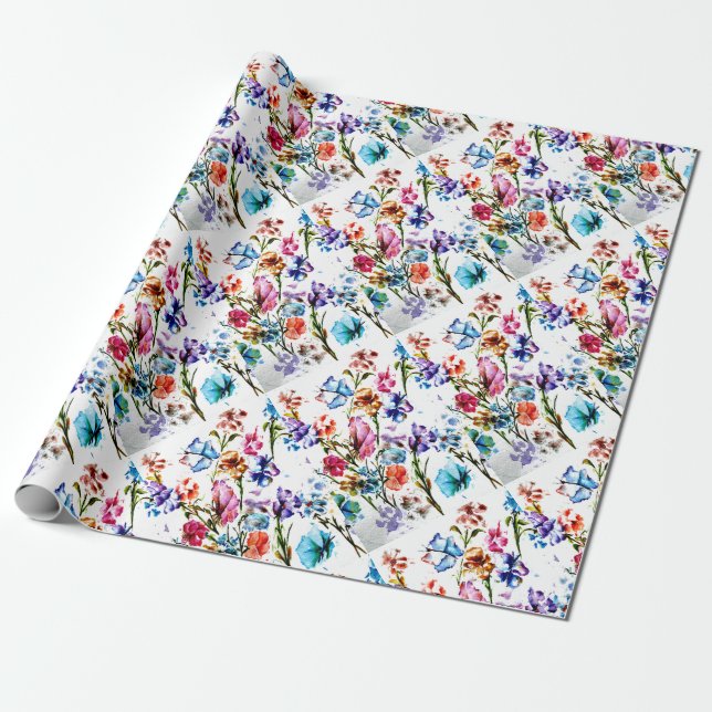 BUTTERFLIES AND BLOOMS WRAPPING PAPER (Unrolled)