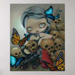 Butterflies and Bones ART PRINT big eye lowbrow