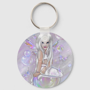 "Butterflies and Bubbles: White" Keychain