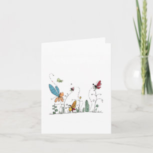 butterflies and bugs whimsical card