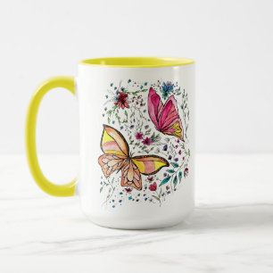 Butterflies and custom name mug