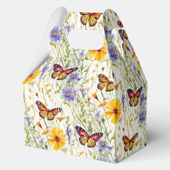 Butterflies and Daisies in a Meadow Favor Box (Front)