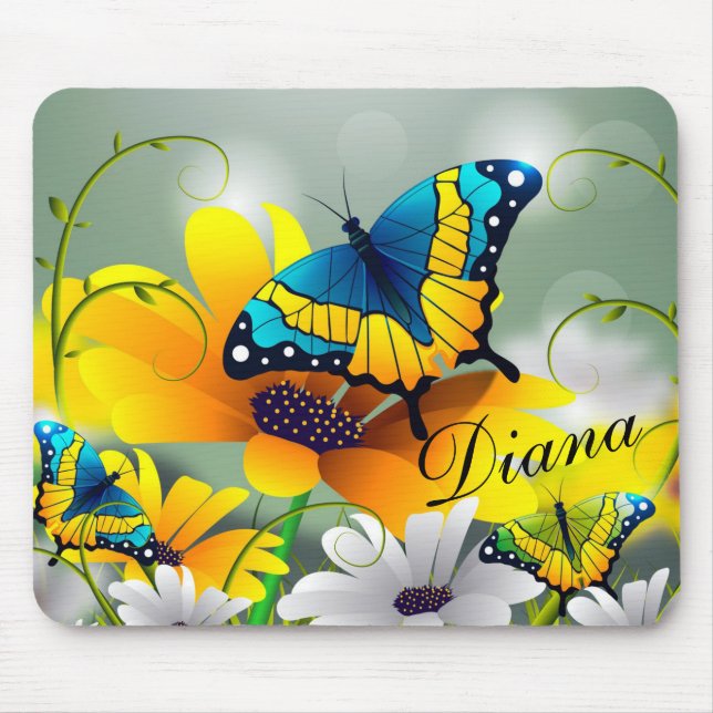 Butterflies and Daisies Mouse Pad (Front)