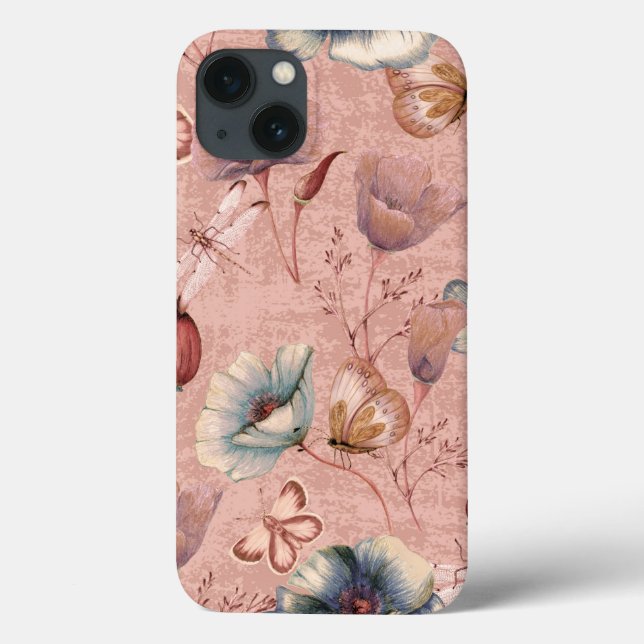 Butterflies and Dragonflies on Poppies Case-Mate iPhone Case (Back)