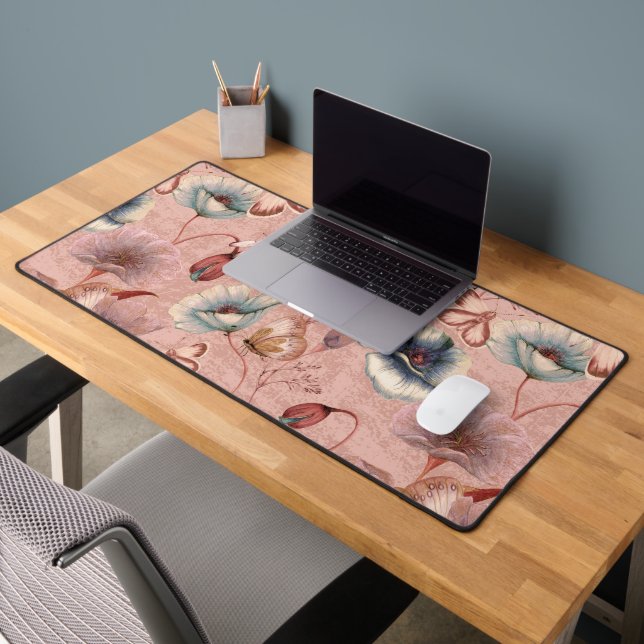 Butterflies and Dragonflies on Poppies  Desk Mat (Office 2)