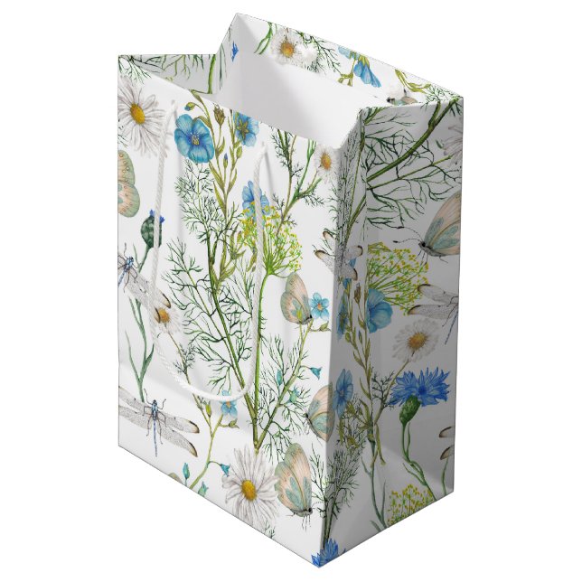 Butterflies and Dragons Flies in Garden  Medium Gift Bag (Front Angled)