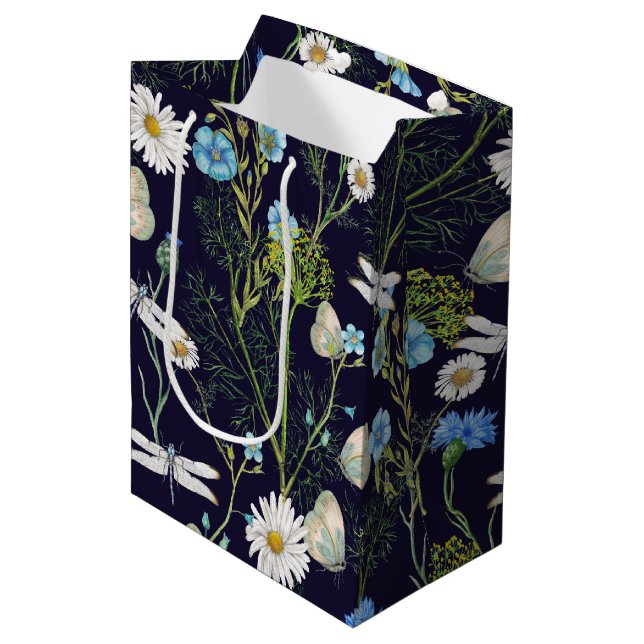 Butterflies and Dragons Flies in Garden Medium Gift Bag (Front Angled)