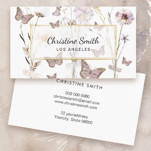 butterflies and dried flowers business card