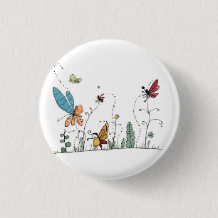 butterflies and fairies themed 1 inch round button