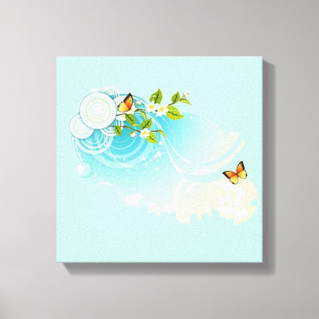 Butterflies and Flower Blossoms Canvas Print (Front)