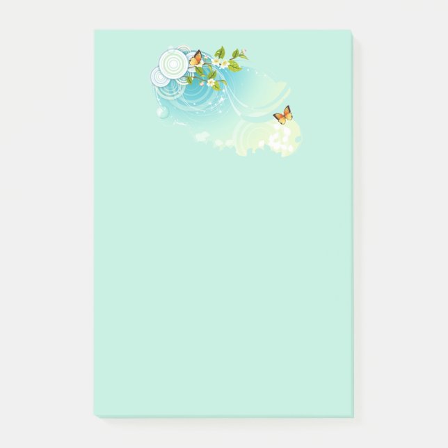 Butterflies and Flower Blossoms Post-it Notes (Front)