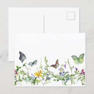 Butterflies and flower blossoms Postcard