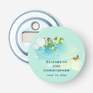 Butterflies and Flower Blossoms Wedding Bottle Opener