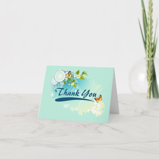 Butterflies and Flower Blossoms Wedding Thank You (Front)